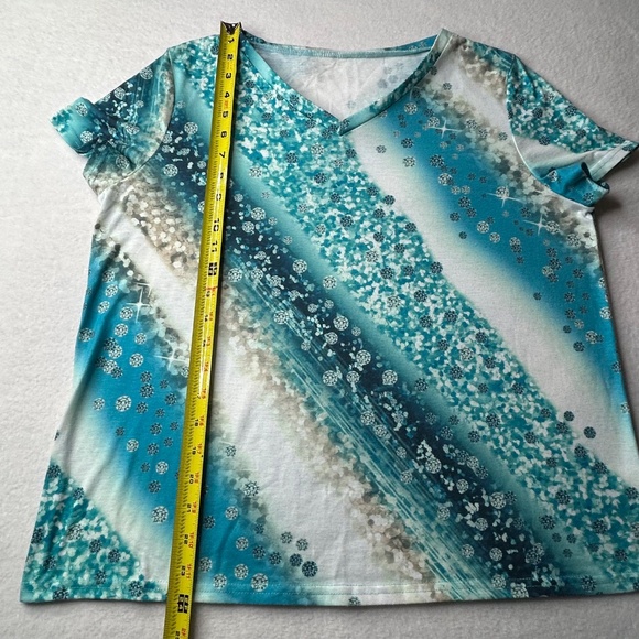 Diamonds Snowflake Women Top L XL Short Sleeve Tee - Picture 5 of 11